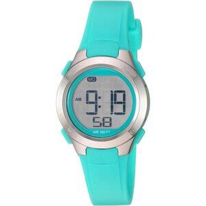Womens Digital Watch Teal Resin Strap Chronograph Alarm Stopwatch Water Resistan